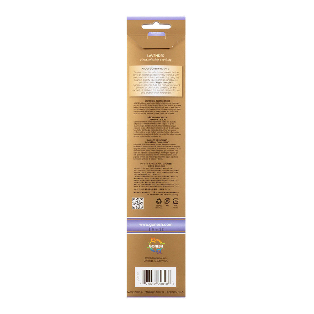 Gonesh Incense Sticks Extra Rich Collection Lavender, 20 Ea