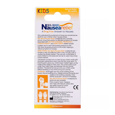 Sea Band Nausea Relief Comforting Acupressure Bands for Kids, 1 pair