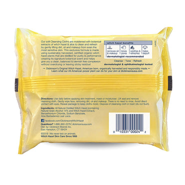 Dickinsons Original Witch Hazel Daily Refreshingly Clean Cleansing Cloths - 25 ea