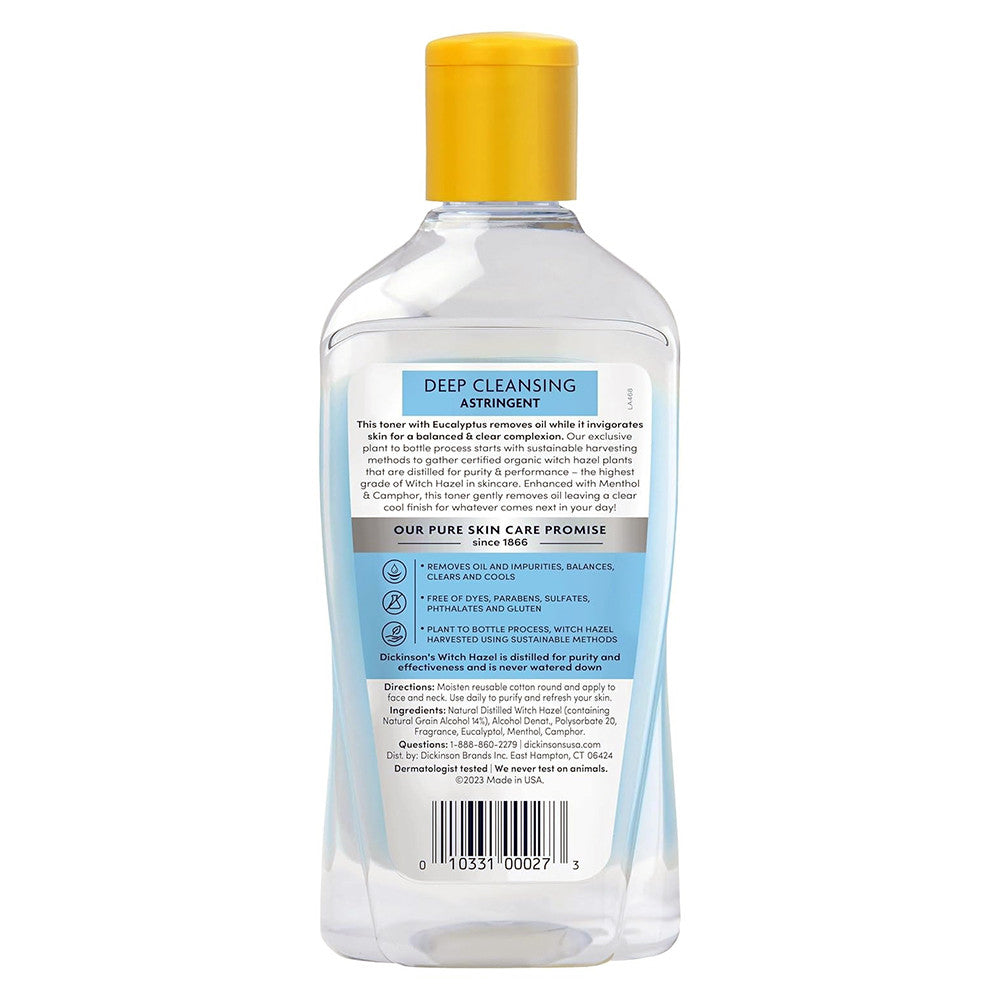 Dickinsons Enhanced Witch Hazel Deep Cleansing Astringent for Face and Body, 16 Oz