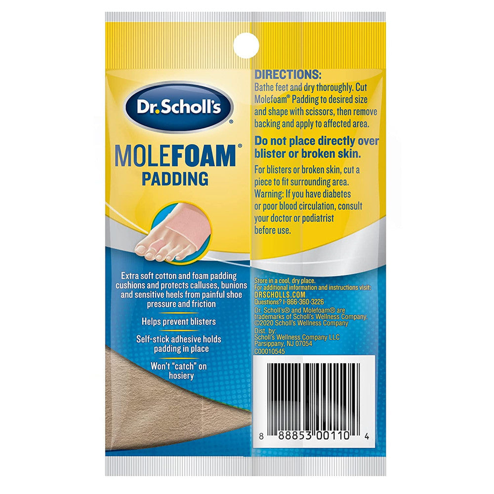 Dr. Scholl's Molefoam Padding, Stay on All Day, Men's and Women's, 2 Ea