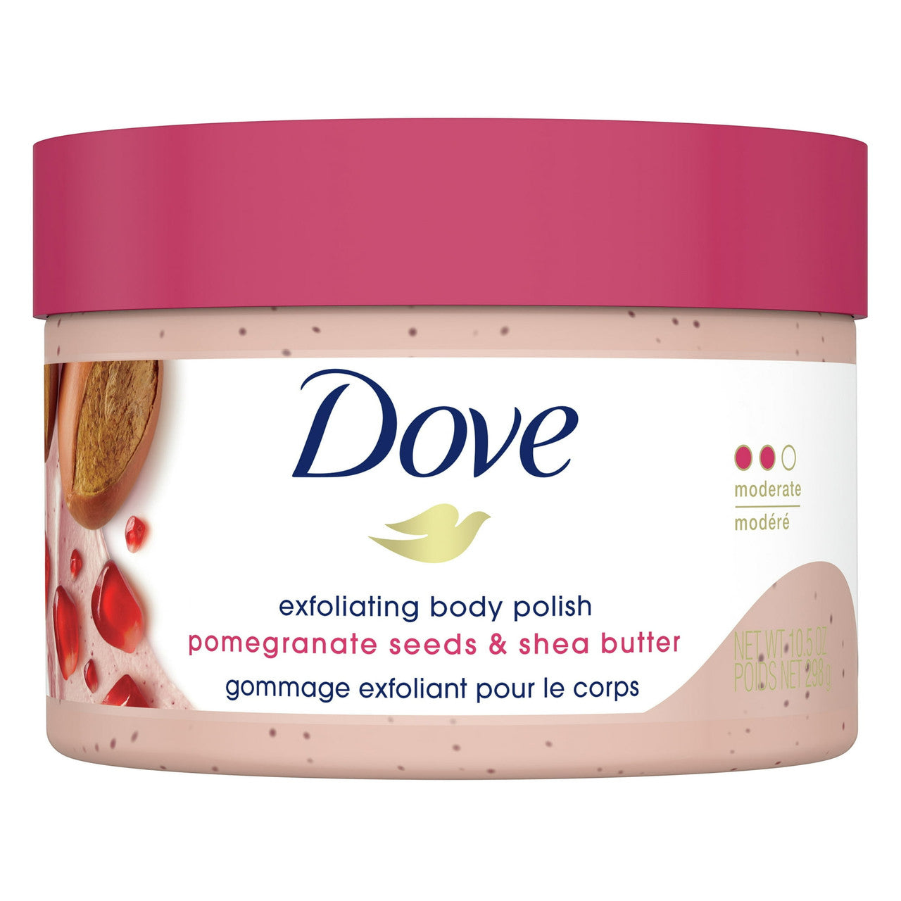 Dove Exfoliating Body Polish Body Scrub with Pomegranate and Shea butter, 10.5 Oz