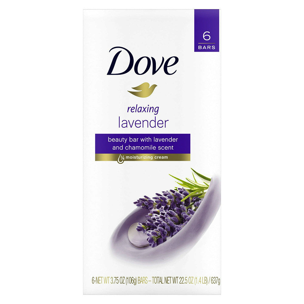 Dove Relaxing Lavender Beauty Bar with Lavender and Chamomile Scent, 6 Ea, 3.75 Oz