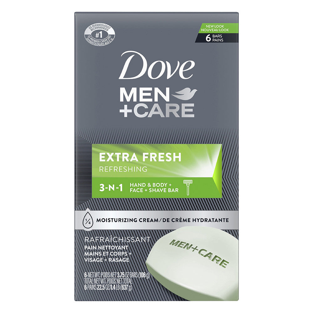 Dove Men+Care Body and Face Bar Extra Fresh, 6 Ea, 3.75 Oz