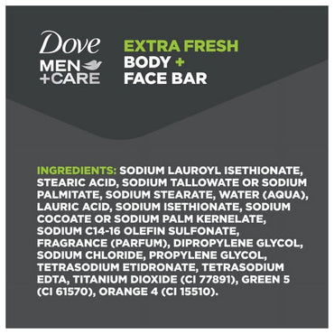 Dove Men Plus Care Extra Fresh Body And Face Bath Bar, 2 Ea, 3.75 Oz