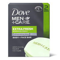 Dove Men Plus Care Extra Fresh Body And Face Bath Bar, 2 Ea, 3.75 Oz