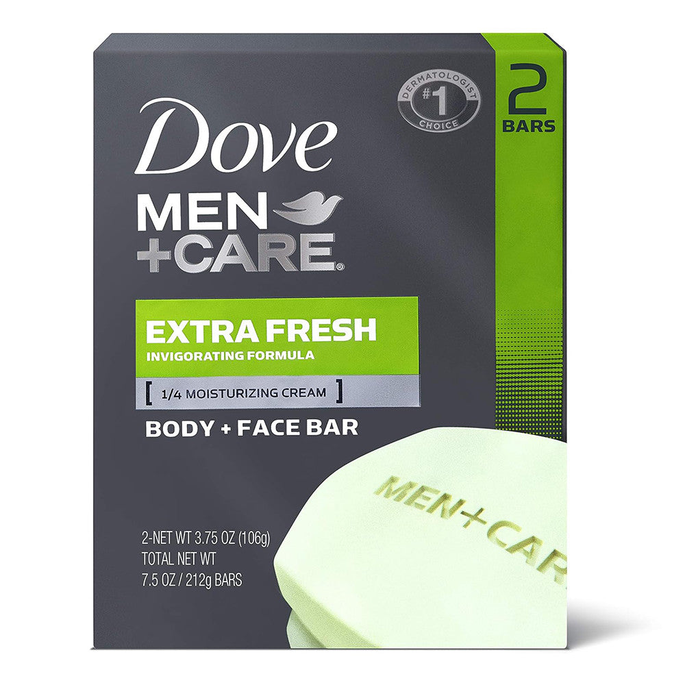 Dove Men Plus Care Extra Fresh Body And Face Bath Bar, 2 Ea, 3.75 Oz
