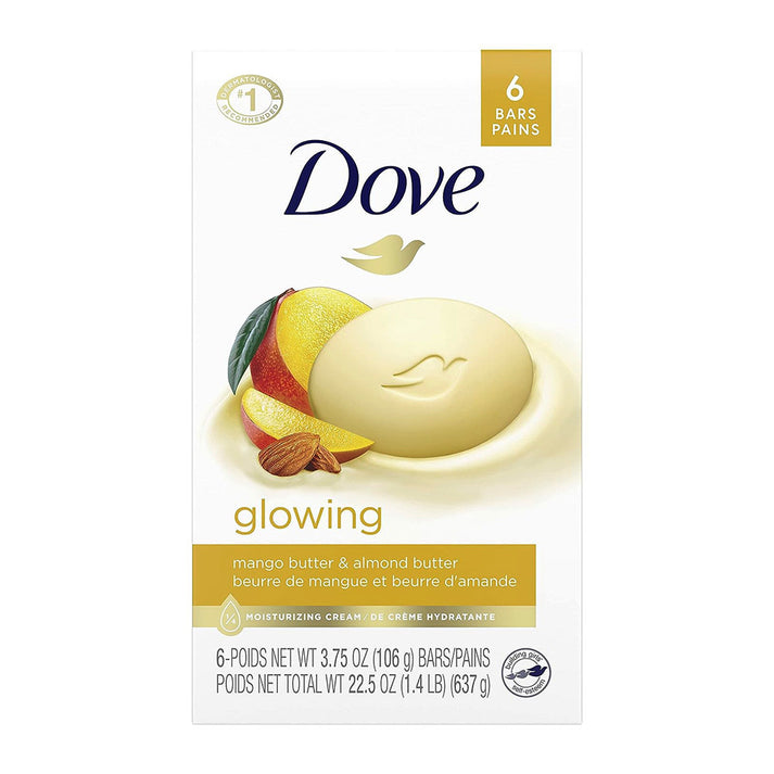 Dove Beauty Bar - Glowing - Mango butter & Almond butter - 6 Bar / 3.75 Oz