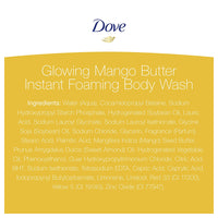 Dove Instant Foaming Glowing Mango Butter Body Wash Soap, 13.5 Oz