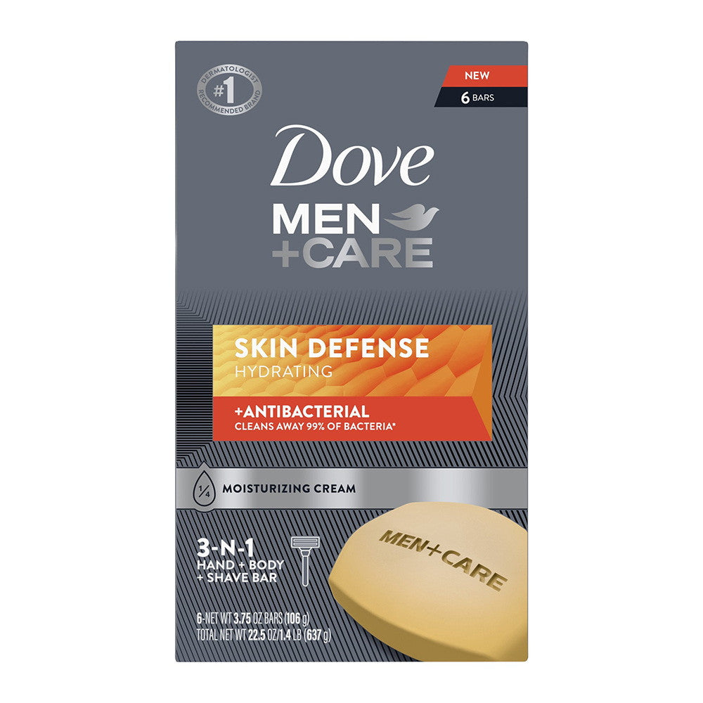 Dove Men And Care Antibacterial Soap Bar Skin Defense, 6 Ea, 3.75 Oz