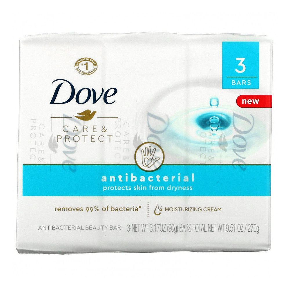Dove Care And Protect Antibacterial Beauty Bar, 3 Ea, 3.17 Oz