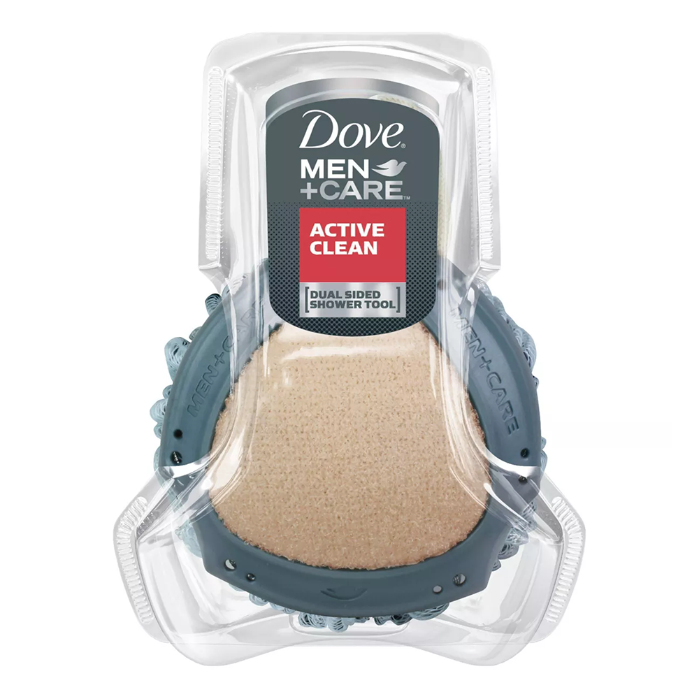 Dove Men Plus Care Active Clean Shower Scrubbing Tool, Maximum Body Scrub, 1 Ea