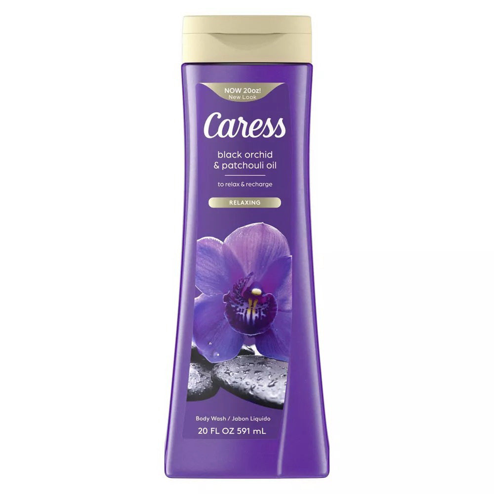 Caress Relaxes Recharges Skin Exotic Floral Scent Black Orchid and Patchouli Oil Body Wash for Women 20Oz (591ml)