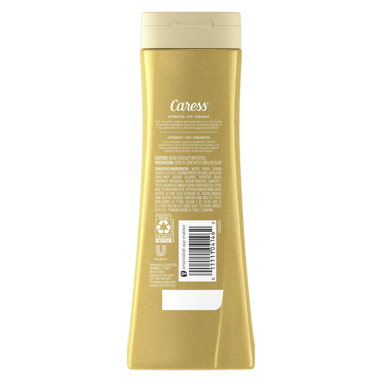 Caress Body Wash for Women, Shea Butter and Brown Sugar, for Dry Skin, 20 Oz
