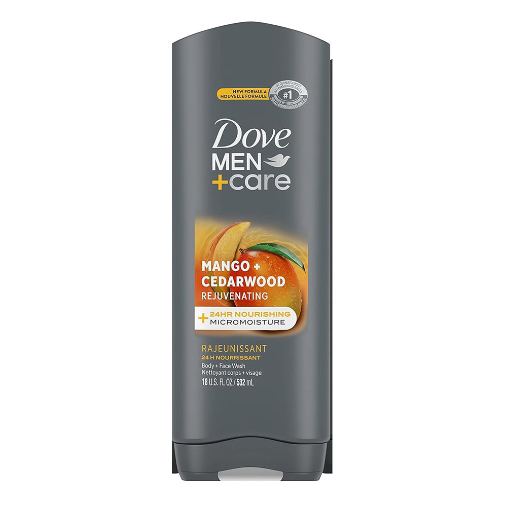Dove Men Plus Care Rejuvenating Mango and Cedarwood Body and Face Wash Nourishing Leaves Your Skin Feeling Smoother and Stronger 18Oz (532ml)