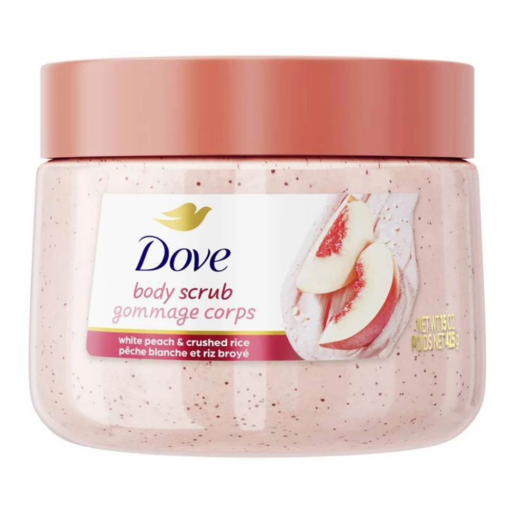 Dove White Peach and Crushed Rice Body Scrub Softens and Exfoliates Skin 15Oz (425g)