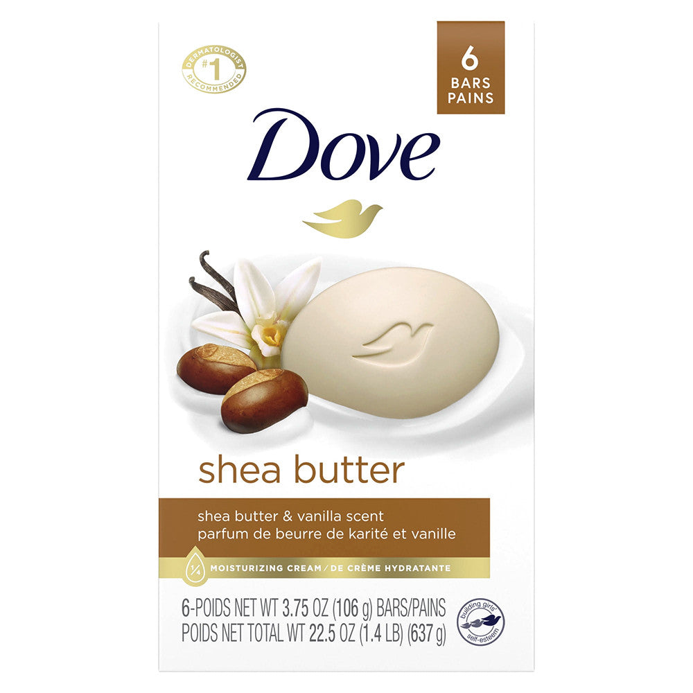 Dove Shea Butter Gentle Skin Bar Soap, 6 Ea, 3.75 Oz