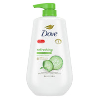 Dove Refreshing Long Lasting Gentle Body Wash, Cucumber and Green Tea, 30.6 Oz