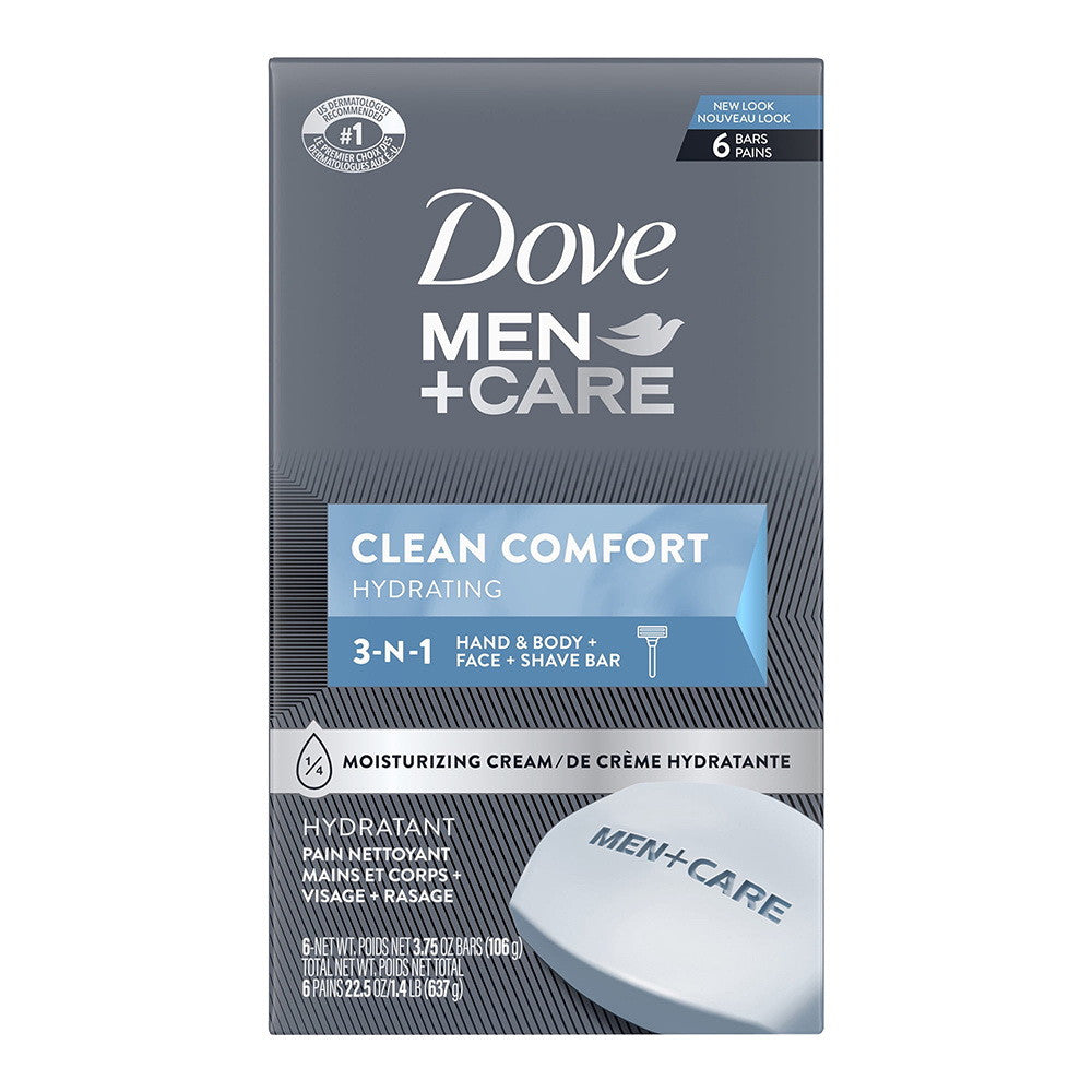 Dove Men+Care Body and Face Bar Clean Comfort, 6 Ea, 3.75 Oz