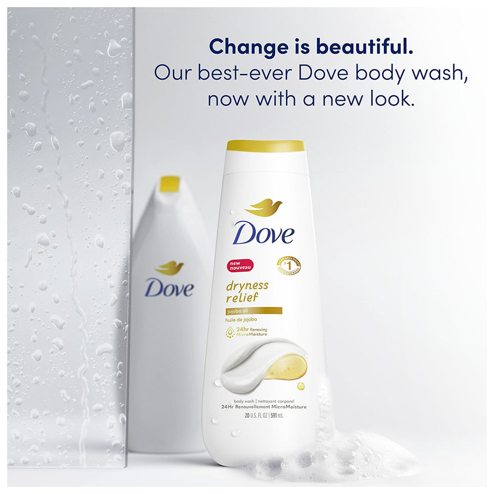 Dove Dryness Relief with Jojoba Oil Womens Body Wash Soap, 20 Oz