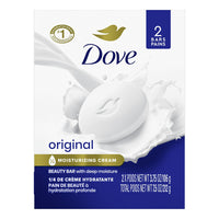 Dove Beauty Bar Soap For Deep Moisture, White, 2 Ea, 3.75 Oz