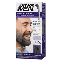 Just For Men Touch of Gray Mustache and Beard Hair Color, Dark Brown and Black, 1 Ea