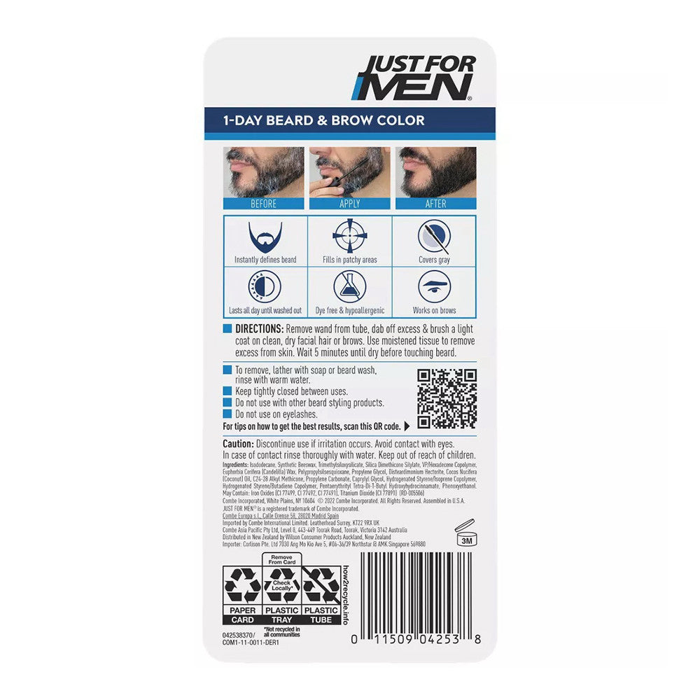 Just For Men 1 Day Temporary Beard And Brow Color, Dark Brown, 1 Ea
