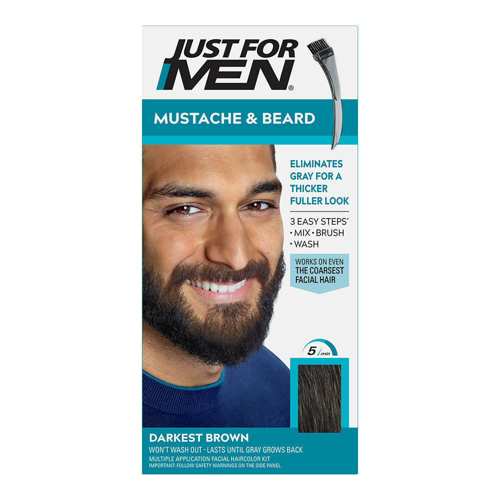 Just For Men Brush-In Color Gel For Mustache, Darkest Brown - Kit