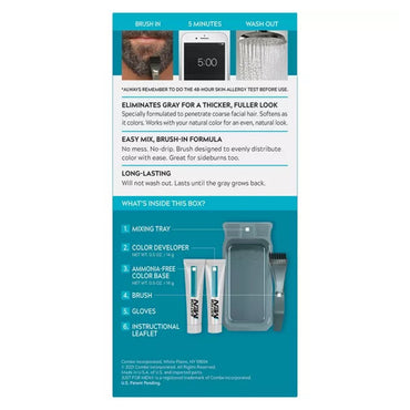 Just For Men Brush-In Mustache, Beard And Sideburns, Medium Brown, Kit