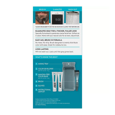 Just For Men Brush-In Mustache, Beard And Sideburns, Dark Brown Kit, 1 Ea