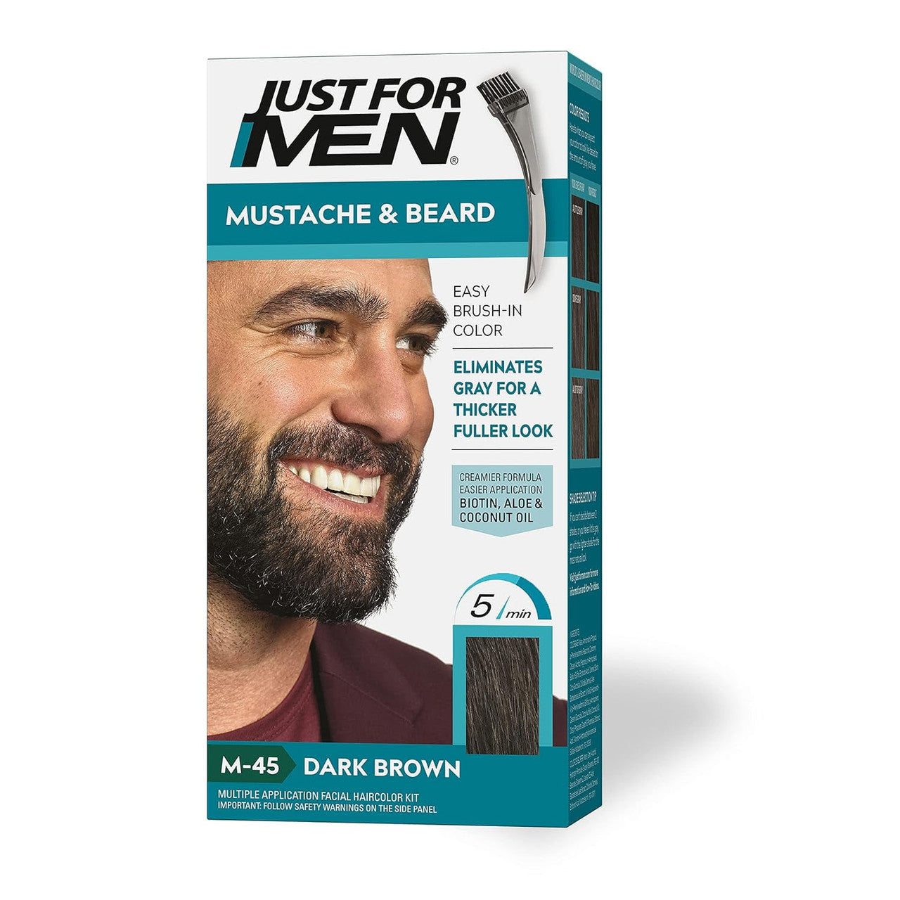Just For Men Brush-In Mustache, Beard And Sideburns, Natural Real Black - Kit
