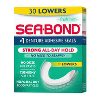 Sea-Bond Lowers Denture Adhensive Wafers, Fresh Mint, 30 Ea