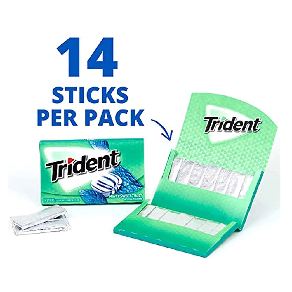 Trident Minty Sweet Twist Sugar Free Gum Sticks, 168 Ea