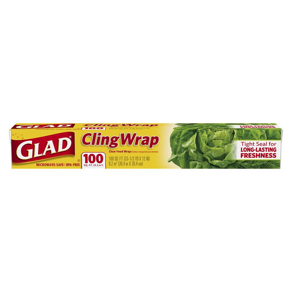 Glad Cling Wrap 100 sq ft for Fresh Food Storage and Easy Wrapping 1Ea