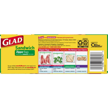 Glad Zipper Sandwich Bags - 100 Ea