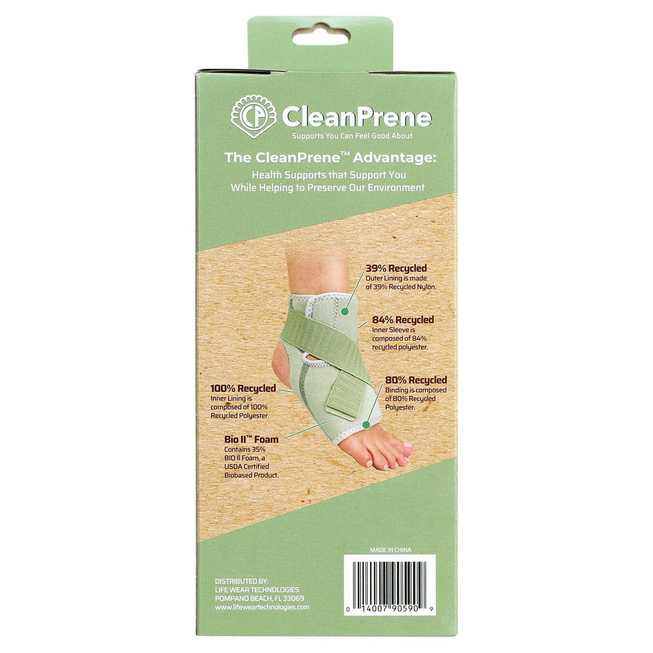 CleanPrene Ankle Brace, Sustainable, Biobased Support, One Size, 1 Ea