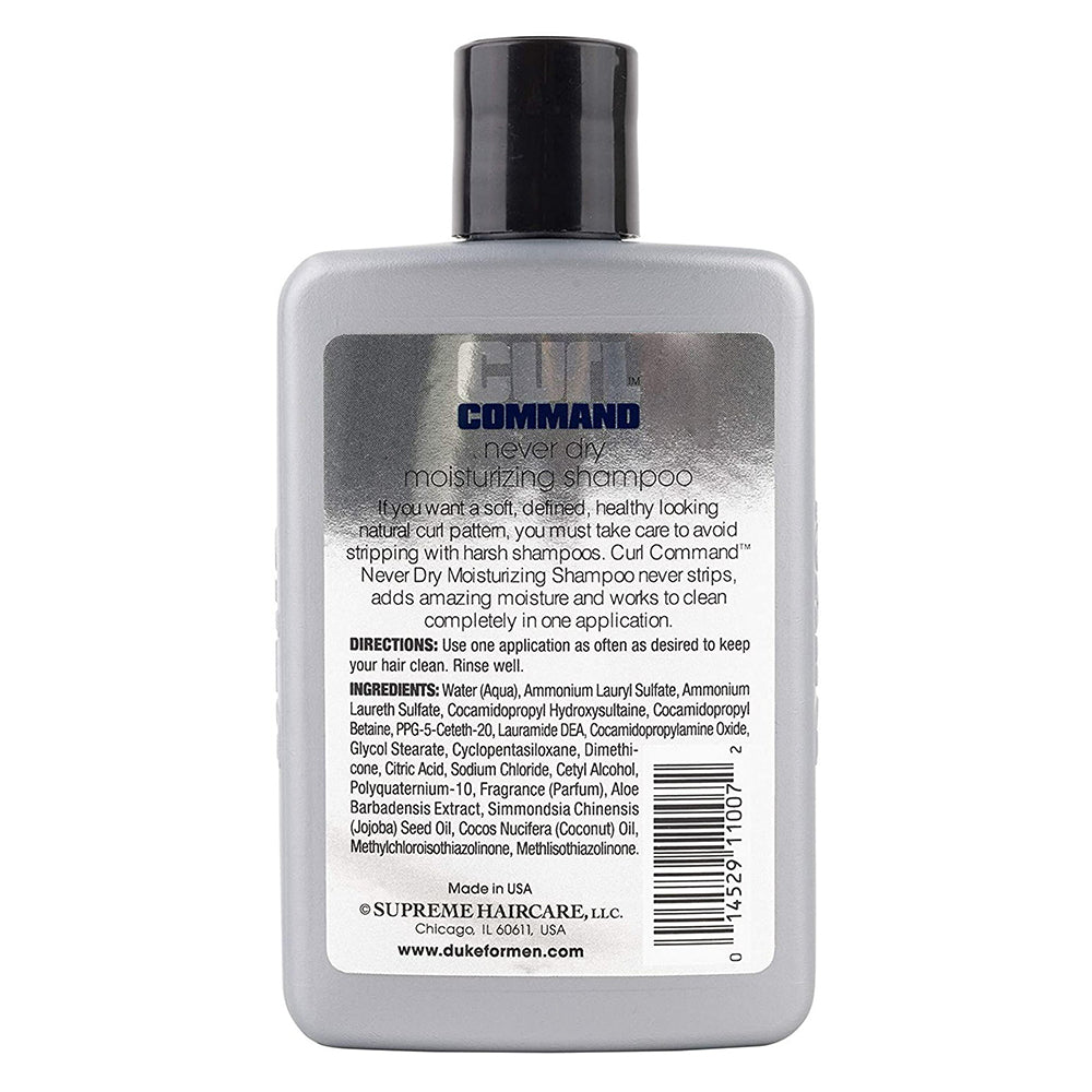 Duke Curl Command Moisturizing Shampoo Cleans Conditions and Moisturizes Hair 8.1Oz (244ml)