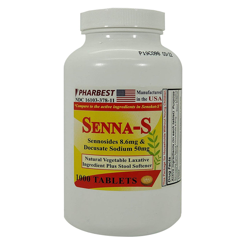 Pharbest Senna Plus Vegetable Laxative Stool Softener, 100 Ea