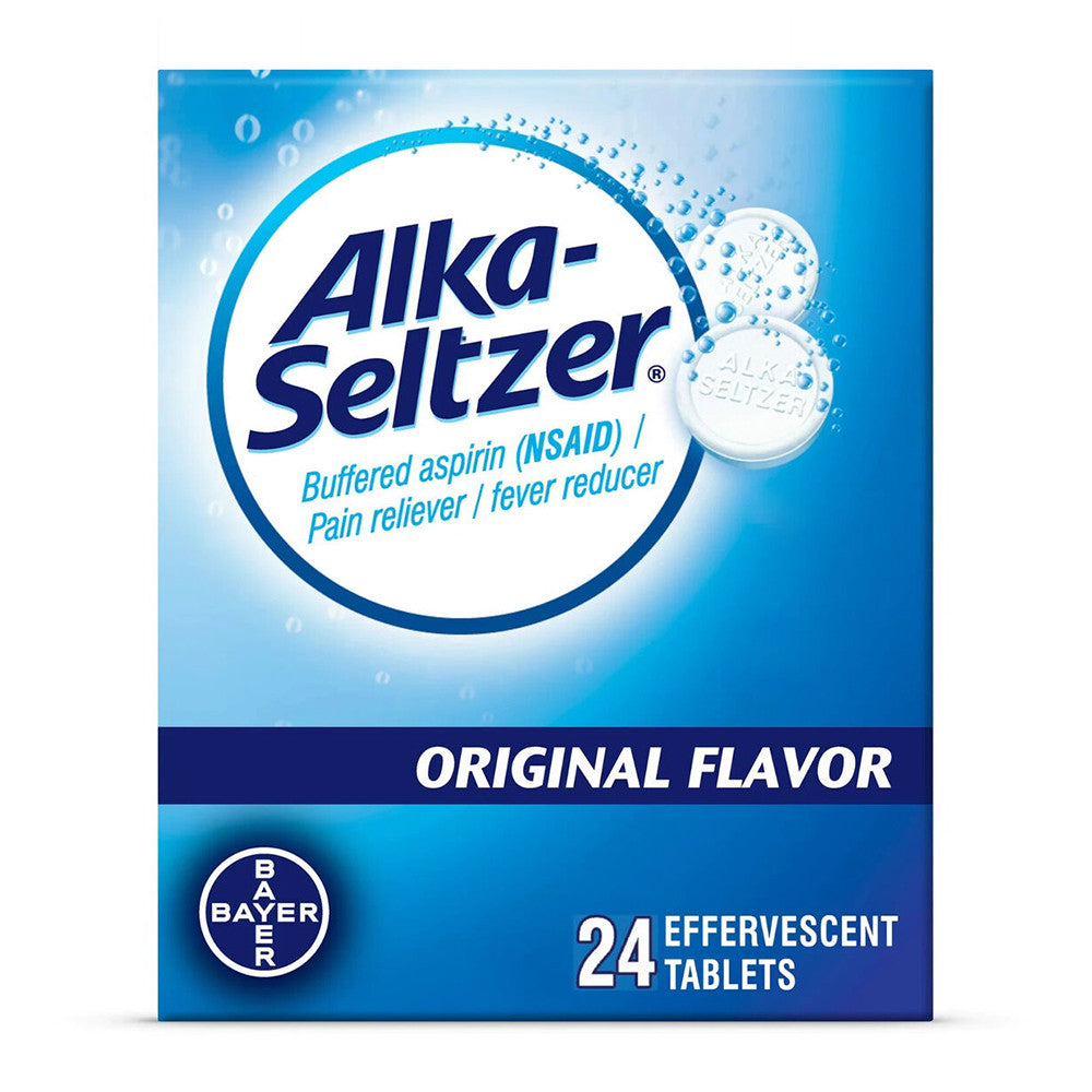 Alka Seltzer Aspirin Pain And Fever Reduce Original Effervescent Tablets, 24 Ea
