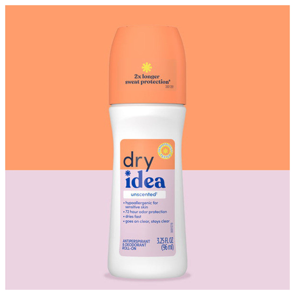 Dry Idea Roll-On Antiperspirant And Deodorant, Unscented - 3.25 Oz