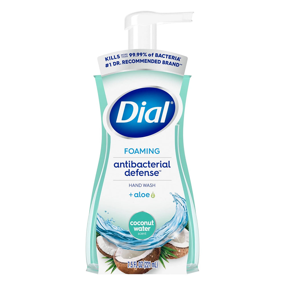 Dial Foaming Antibacterial Defense Hand Wash Aloe Coconut Water Scent 7.5Oz (221ml)