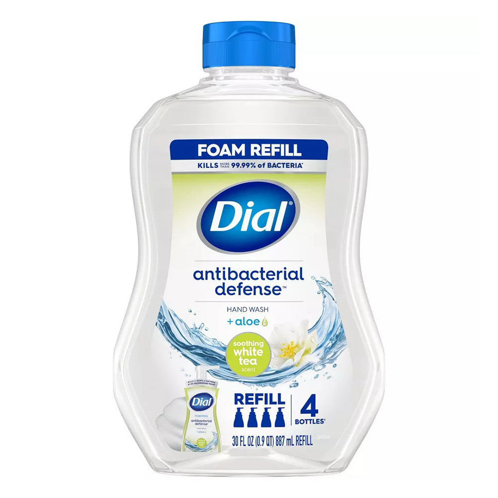 Dial Antibacterial Defense Foaming Hand Wash Plus Aloe Soothing White Tea Scent 30Oz (887ml)