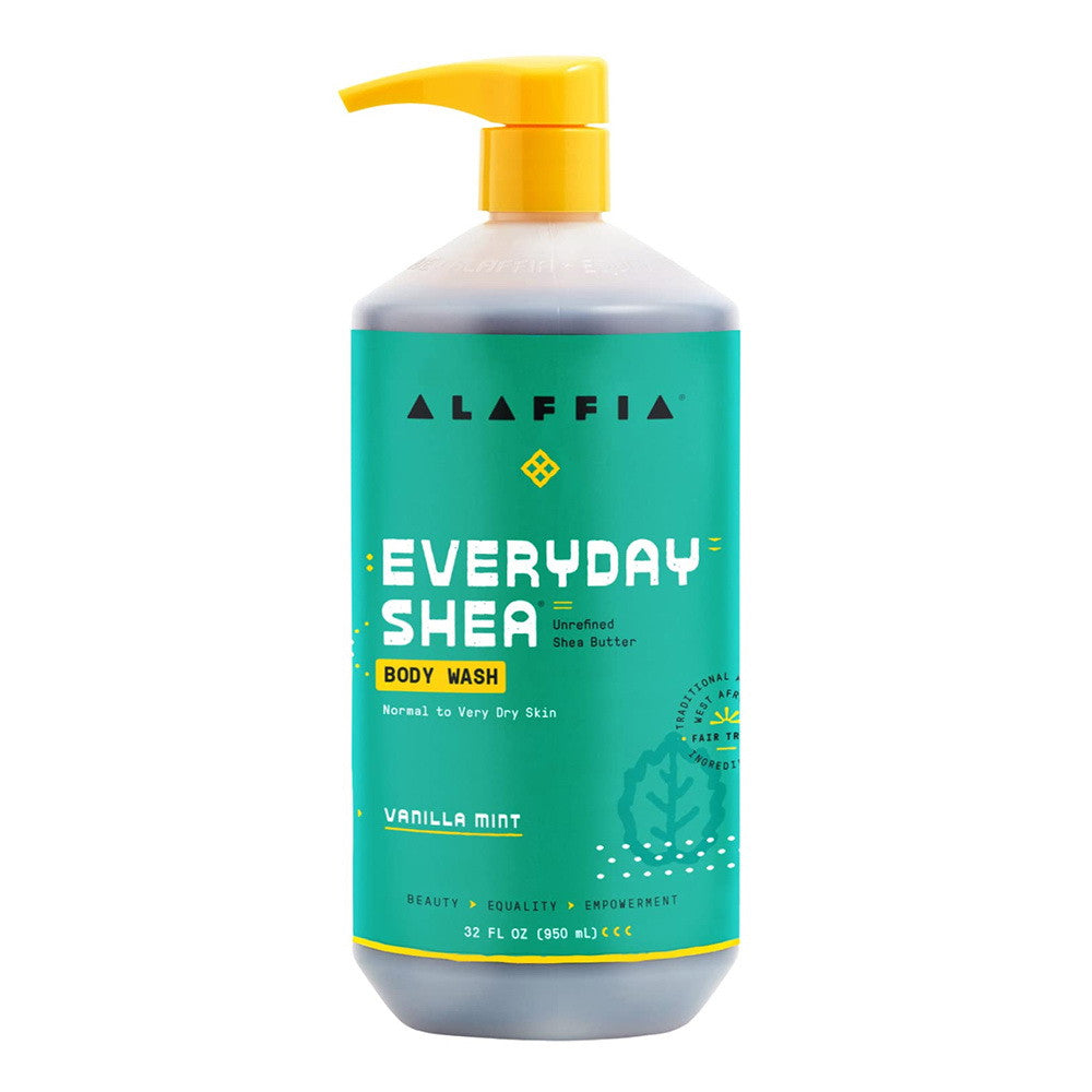 Alaffia EveryDay Shea Butter Body Wash with Vanilla Mint, 32 Oz