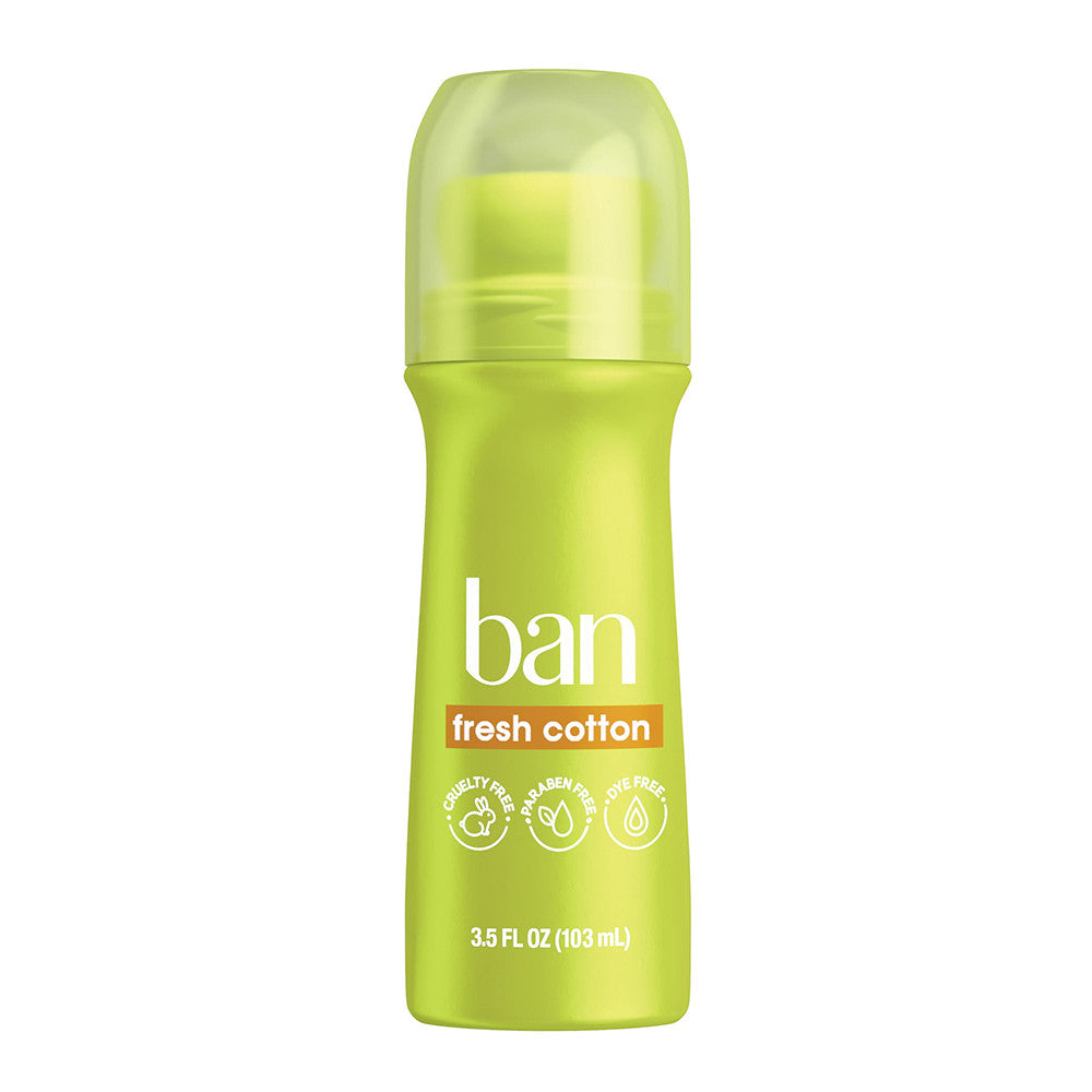 Ban Roll-On Antiperspirant and Deodorant, Fresh Cotton, 3.5 Oz