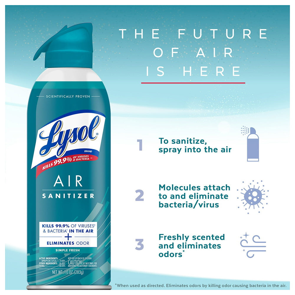 Lysol Air Sanitizer Spray Simple Fresh Scent for Eliminating Odors and Bacteria 10Oz (283g)