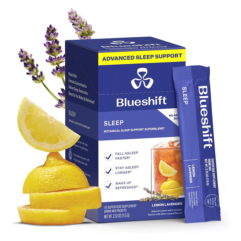 Blueshift Sleep Aid Powder Lemon?Lavender Stick Sleep Blend and 3mg of Melatonin for Adults 10Ea