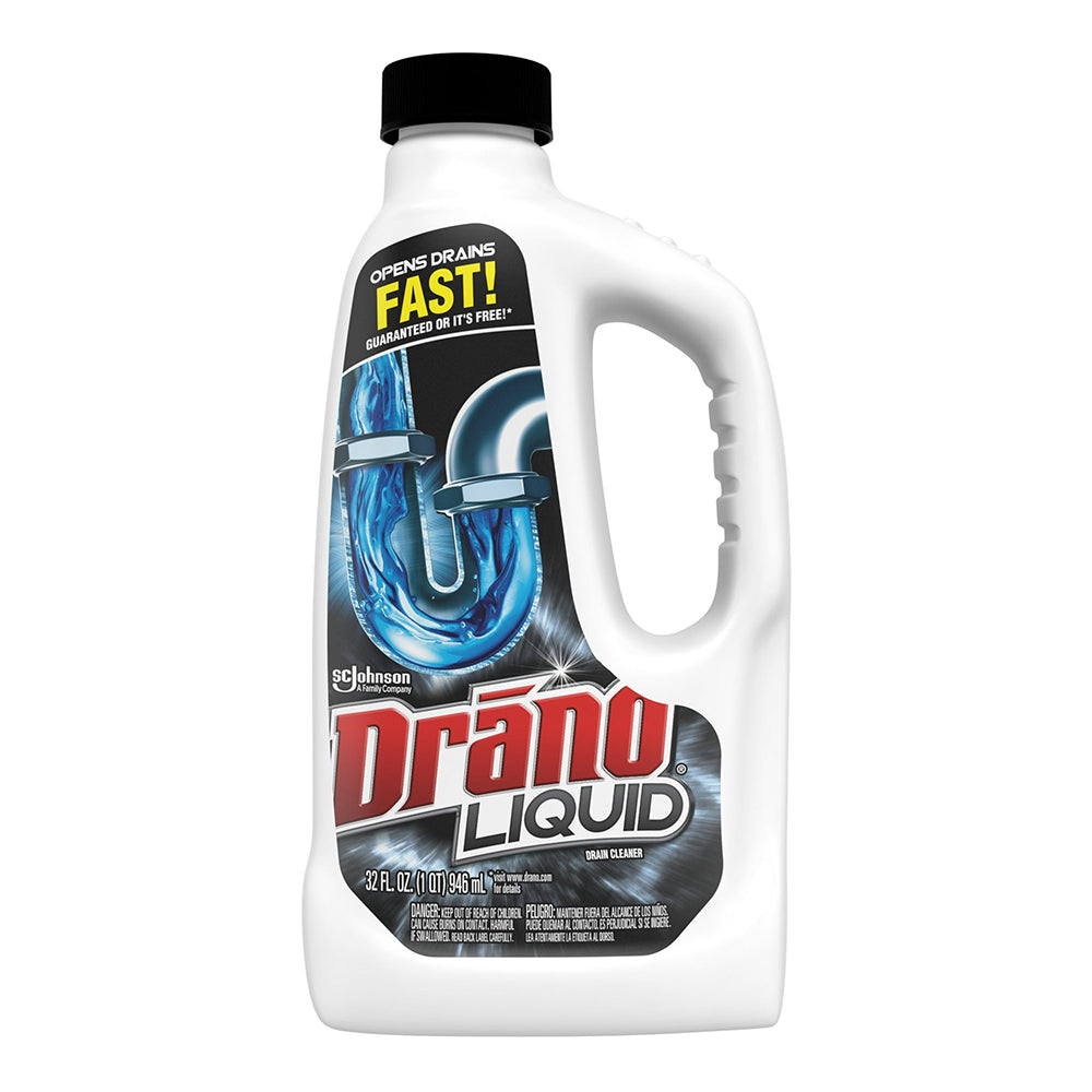 S C Johnson Drano Liquid Regular Clog Remover for Clearing Clogged Drains 32Oz (946ml)