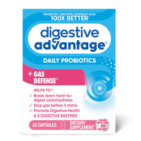 Schiff Digestive Advantage Daily Probiotic Plus Gas Defense Capsules, 32 Ea