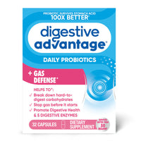 Schiff Digestive Advantage Daily Probiotic Plus Gas Defense Capsules, 32 Ea