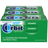 Orbit Spearmint Sugar Free Chewing Gum, 14 Ea, 12 Pack